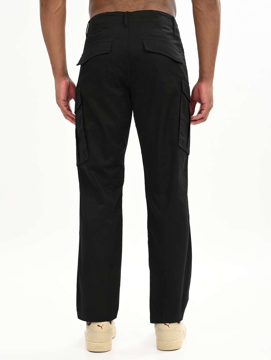 men solid mid rise relaxed fit cargo - 22012861 - Standard Image - 1