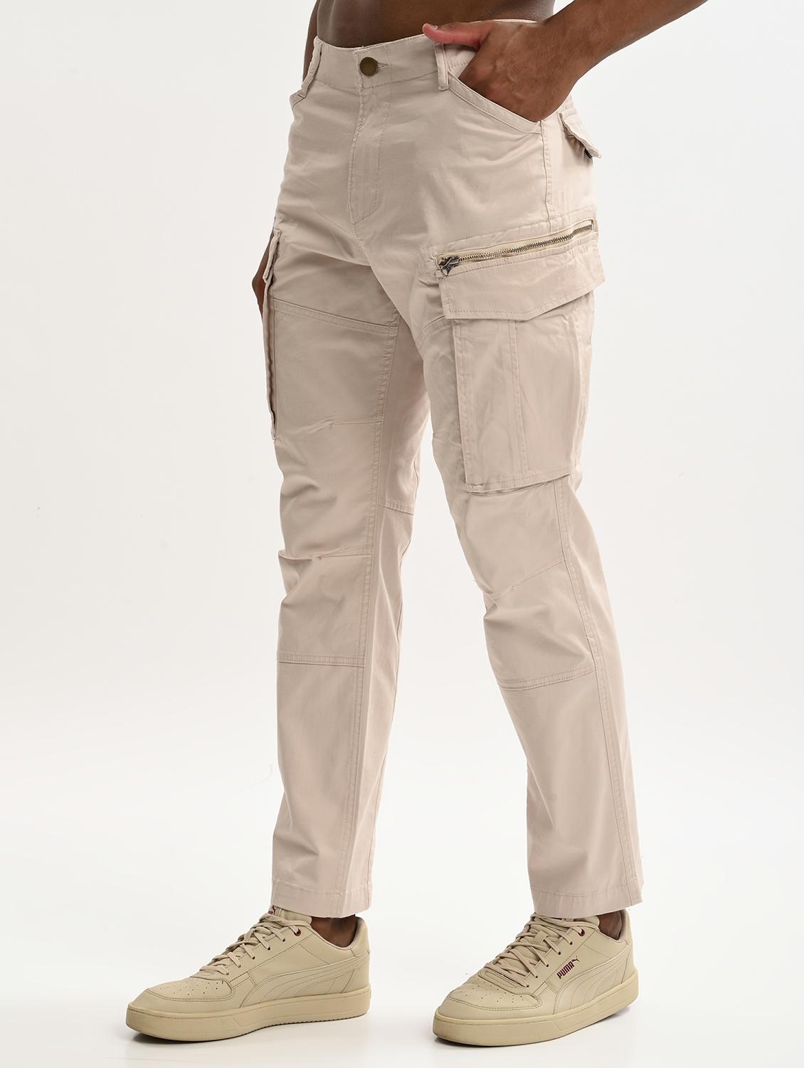 men solid mid rise regular fit cargo - 22012864 - Standard Image - 1