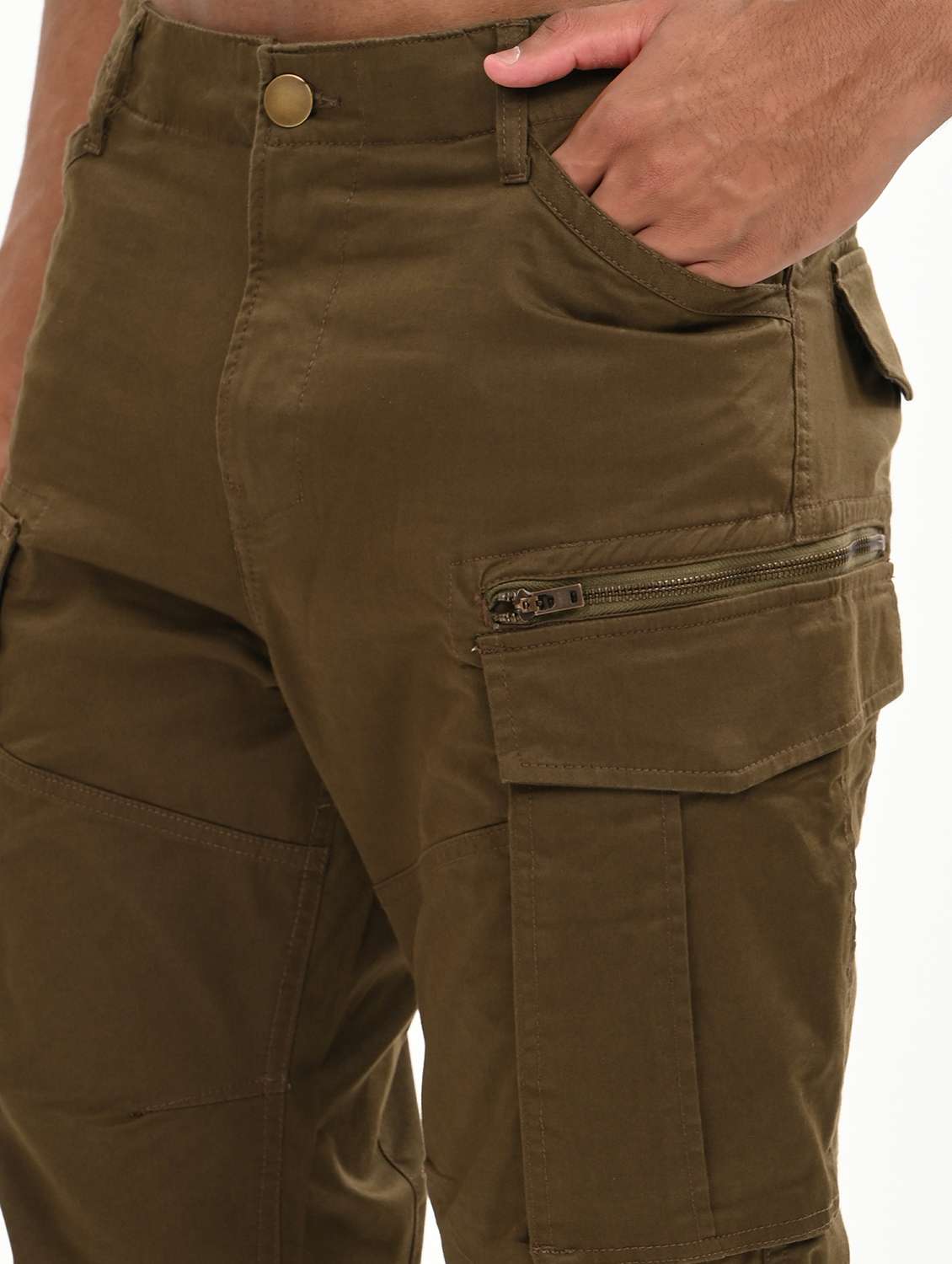 men solid mid rise relaxed fit cargo - 22012865 -  Standard Image - 4