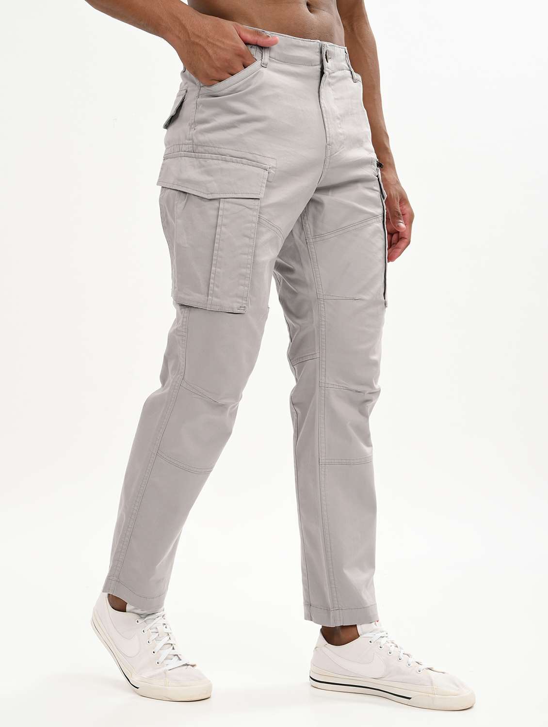 men solid mid rise relaxed fit cargo - 22012866 -  Standard Image - 1