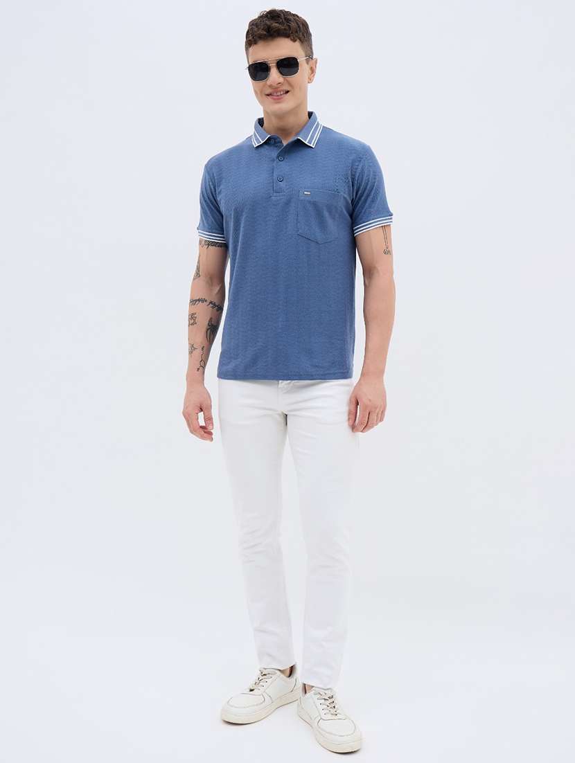 men self design short sleeve regular fit polo t-shirt - 22012872 -  Standard Image - 4