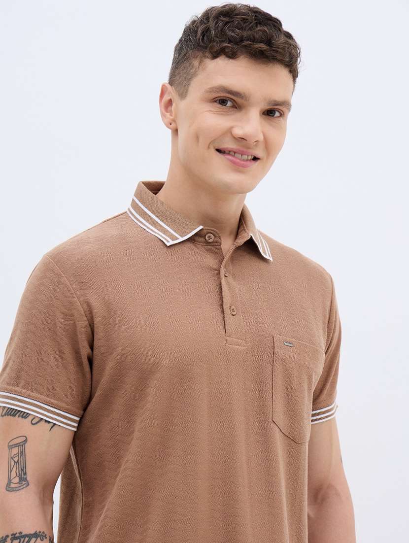 men self design short sleeve regular fit polo t-shirt - 22012873 -  Standard Image - 4