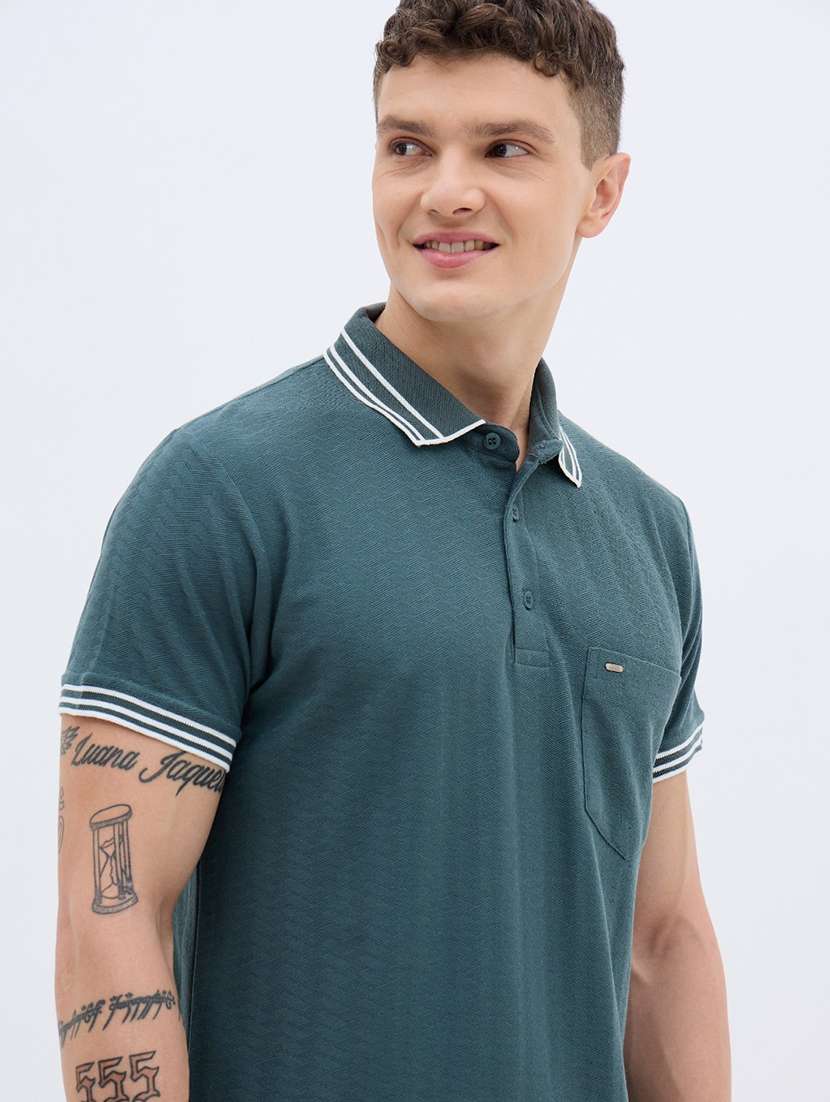 men self design short sleeve regular fit polo t-shirt - 22012874 -  Standard Image - 4