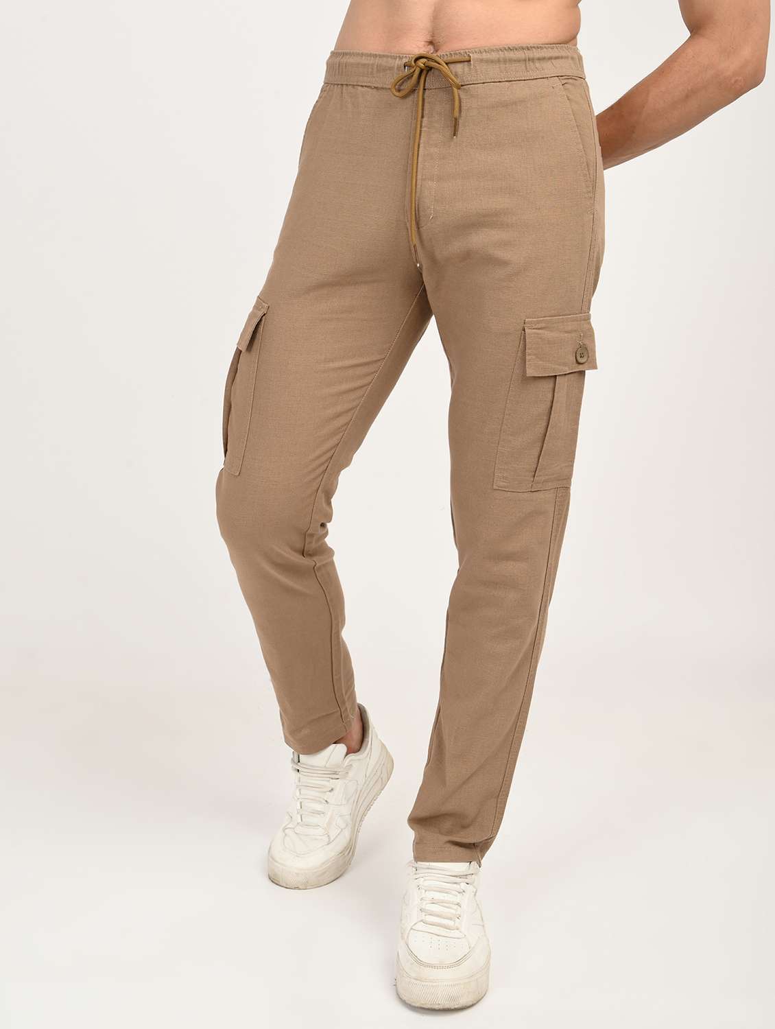 men solid mid rise relaxed fit cargo - 22012883 -  Standard Image - 1