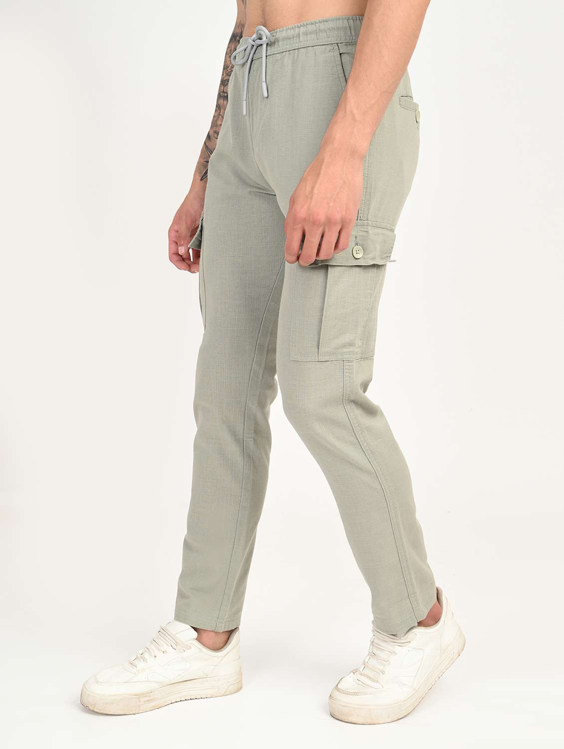 men solid mid rise relaxed fit cargo - 22012886 - Standard Image - 1
