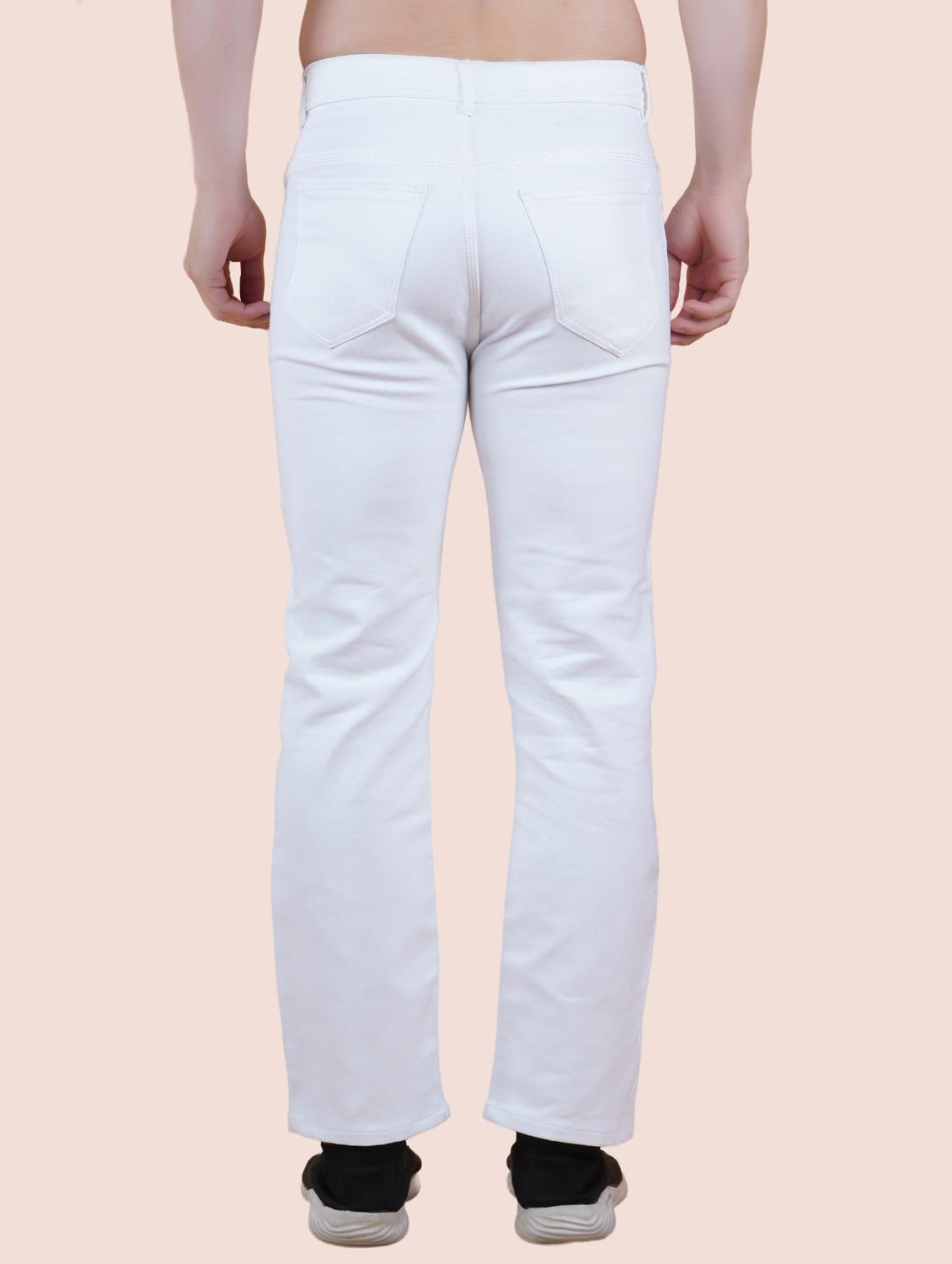 men white plain mid rise straight fit jeans - 22012897 -  Standard Image - 1