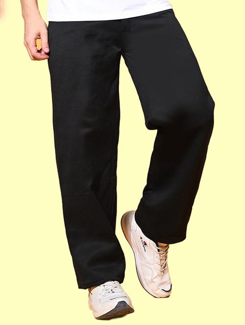 men black plain mid rise baggy jeans - 22012900 - Standard Image - 0