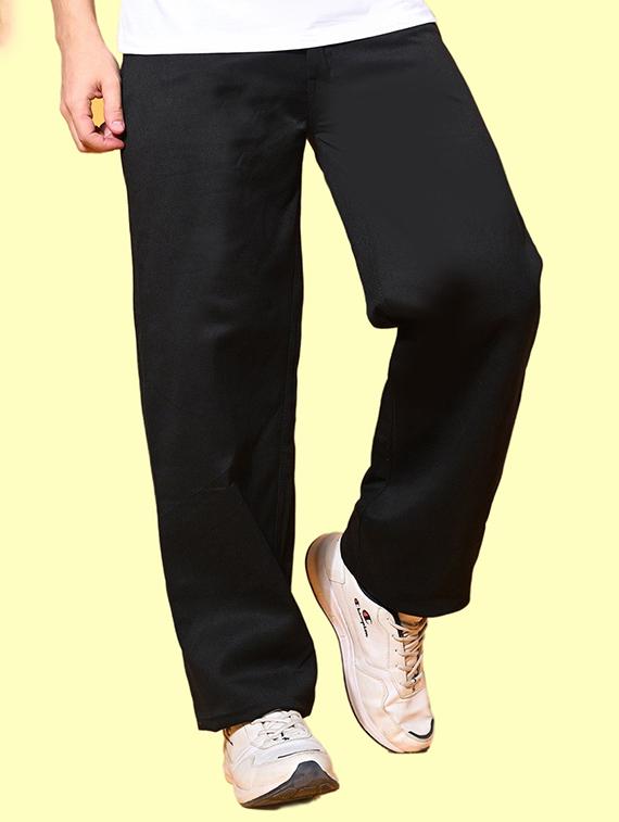 men black plain mid rise baggy jeans - 22012900 - Zoom Image - 0