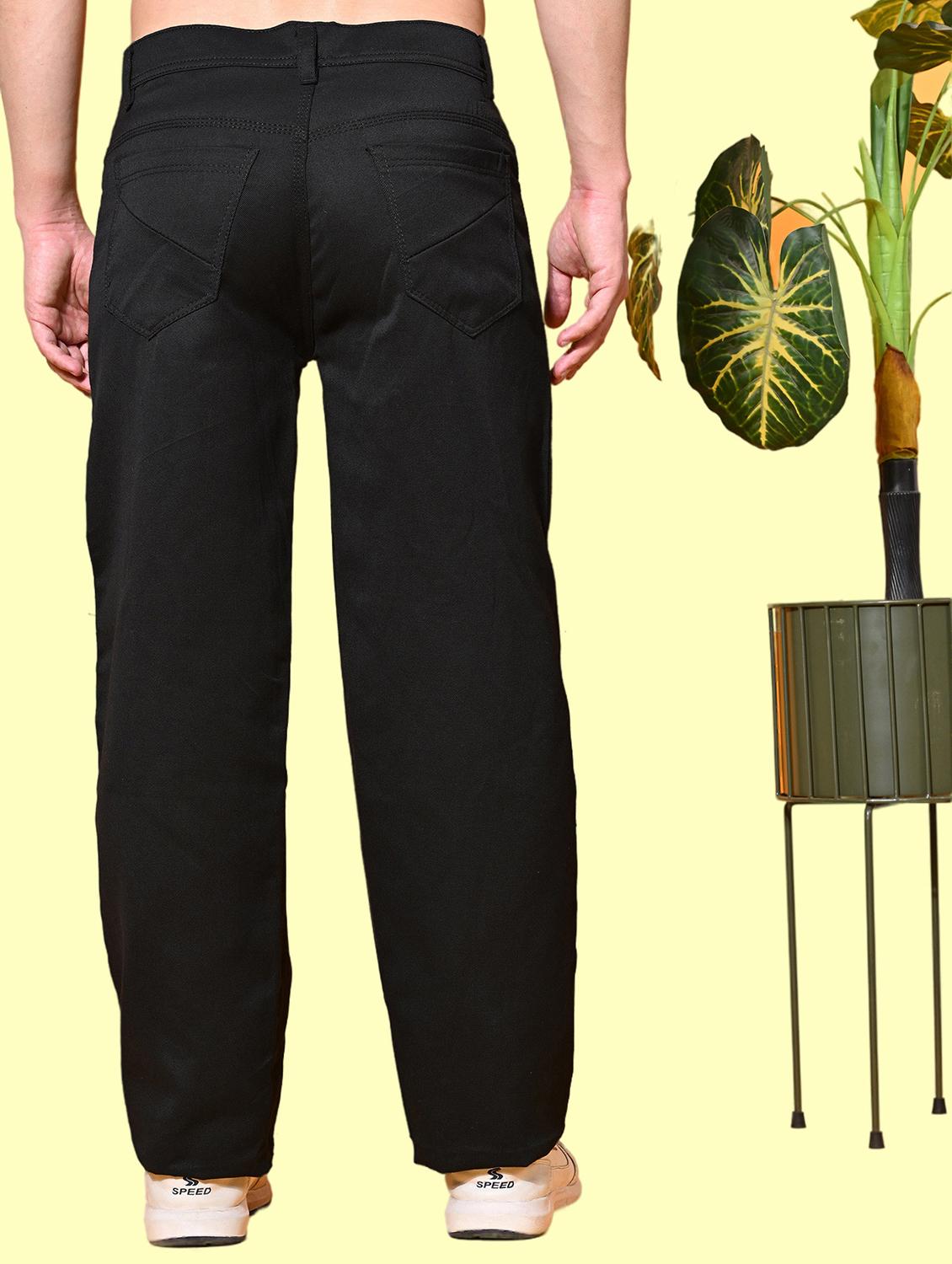 men black plain mid rise baggy jeans - 22012900 -  Standard Image - 1