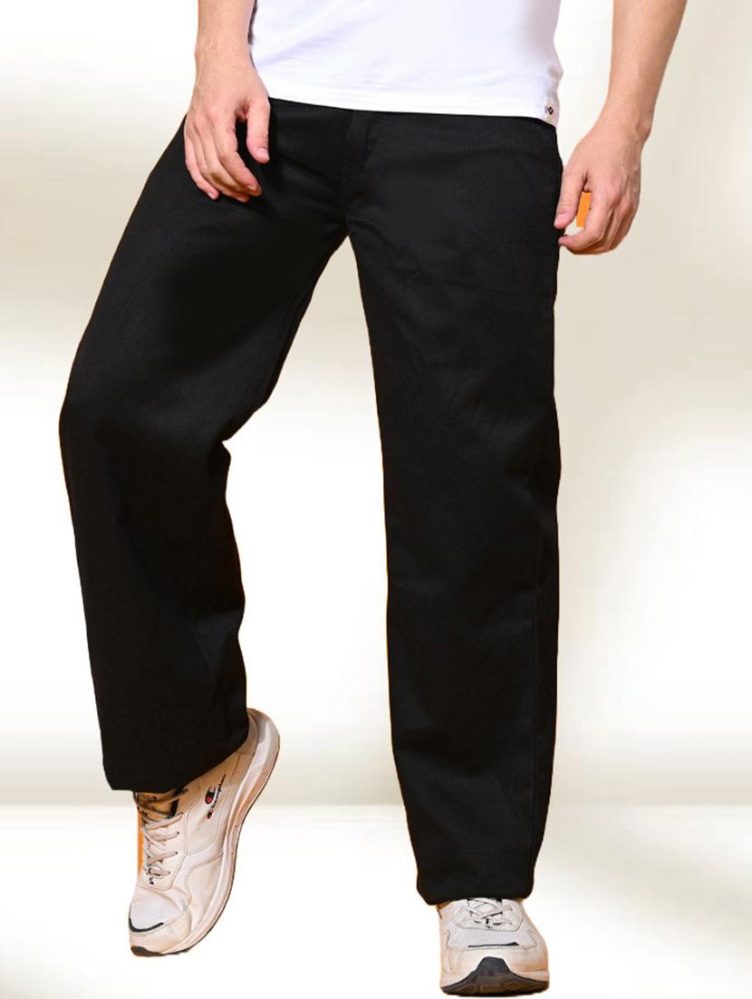 men black plain mid rise baggy jeans - 22012901 - Zoom Image - 0
