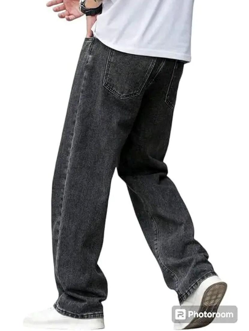men grey plain mid rise baggy jeans - 22012917 - Standard Image - 1