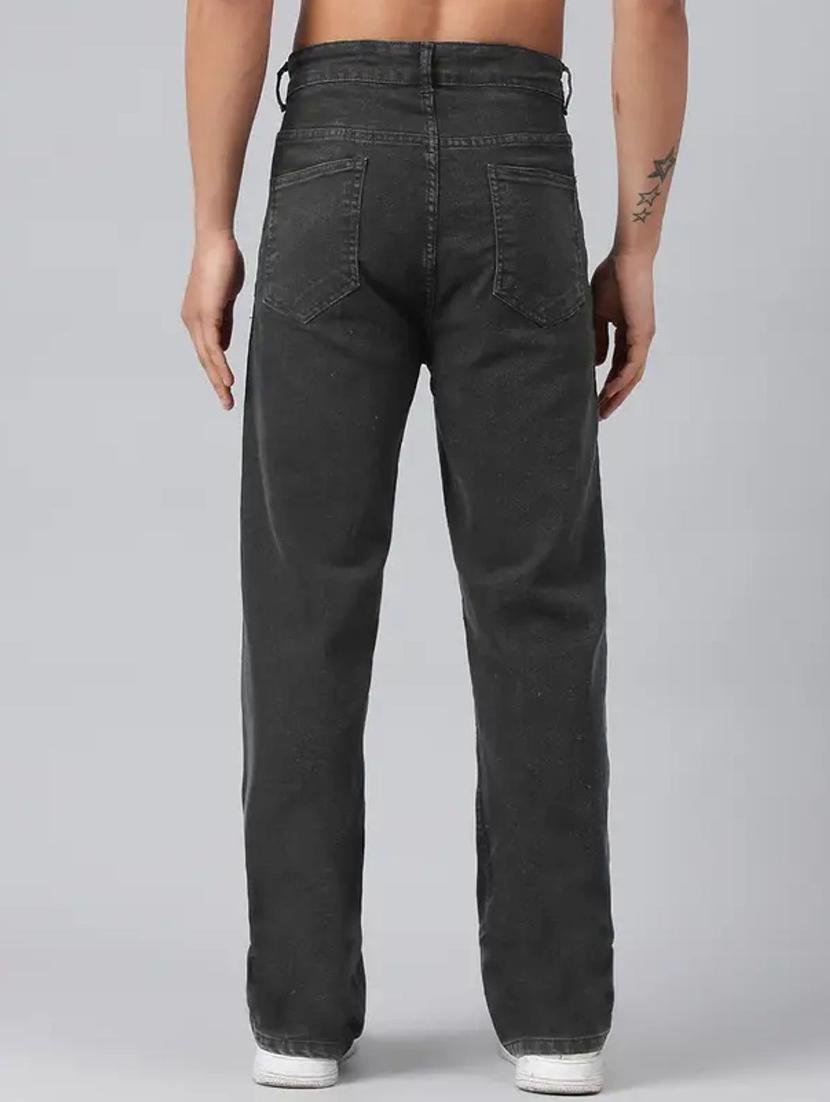 men grey plain mid rise relaxed fit jeans - 22012925 - Standard Image - 1