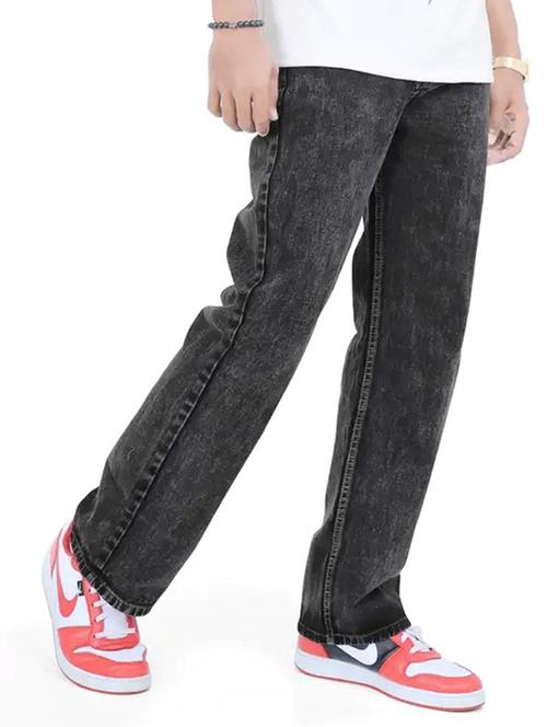 men grey plain mid rise relaxed fit jeans - 22012927 -  Standard Image - 0