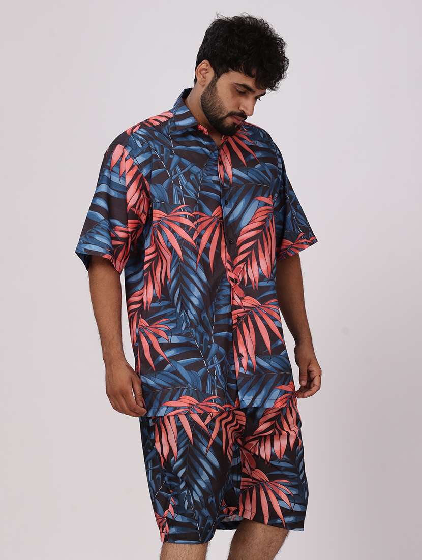 men printed short shorts & shirt co-ords set - 22012955 - Standard Image - 1