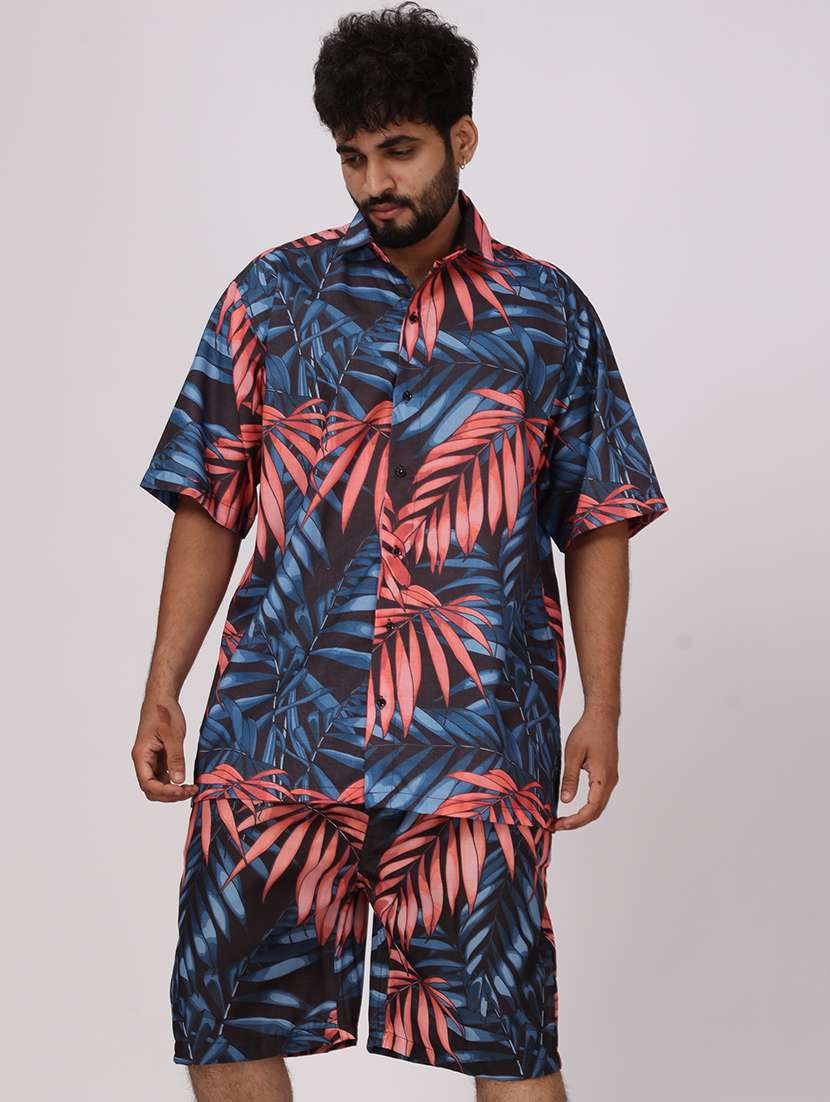 men printed short shorts & shirt co-ords set - 22012955 - Standard Image - 4