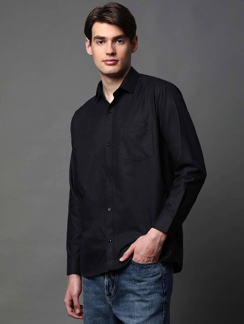 men solid long sleeve regular fit casual shirt - 22012978 -  Standard Image - 1