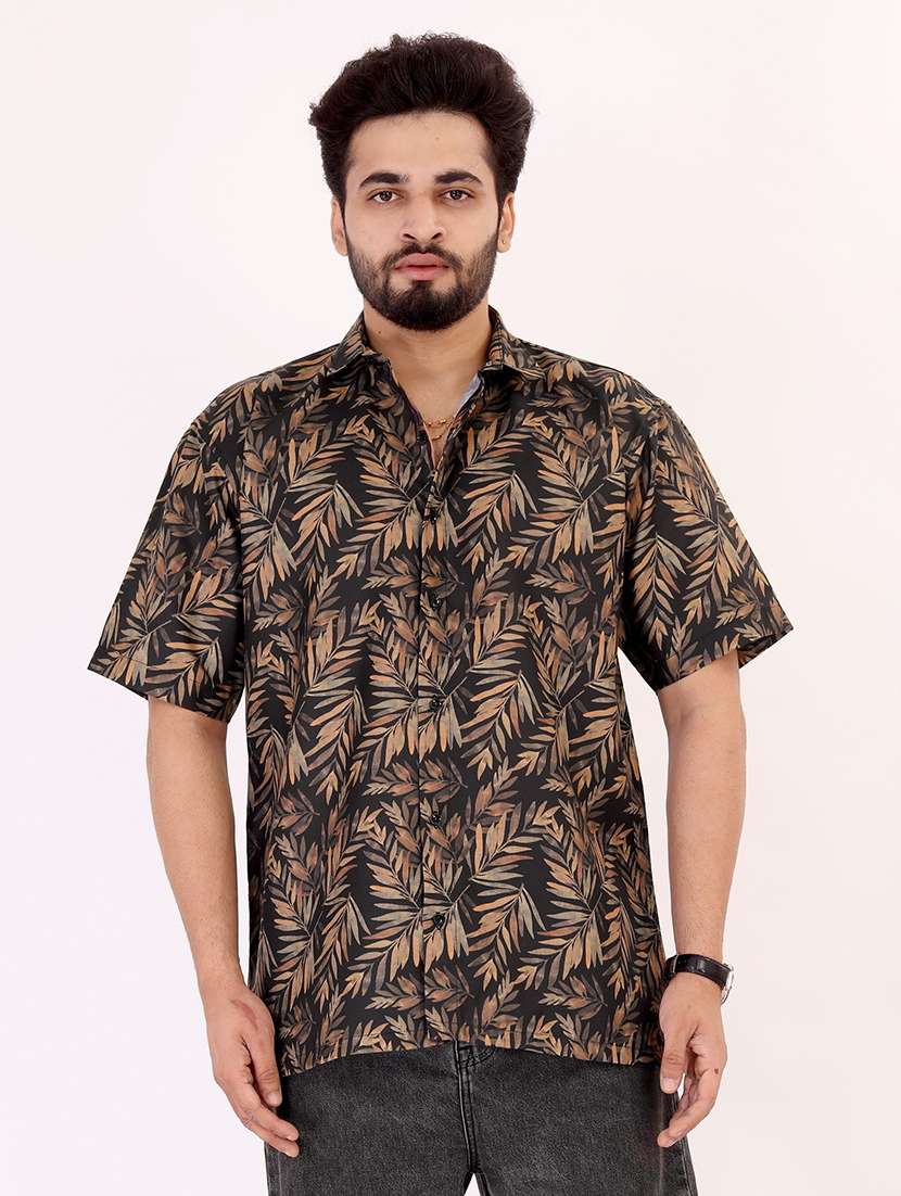men printed short sleeve oversized casual shirt - 22012993 -  Standard Image - 1