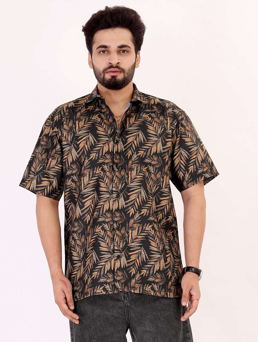men printed short sleeve oversized casual shirt - 22012994 -  Standard Image - 1