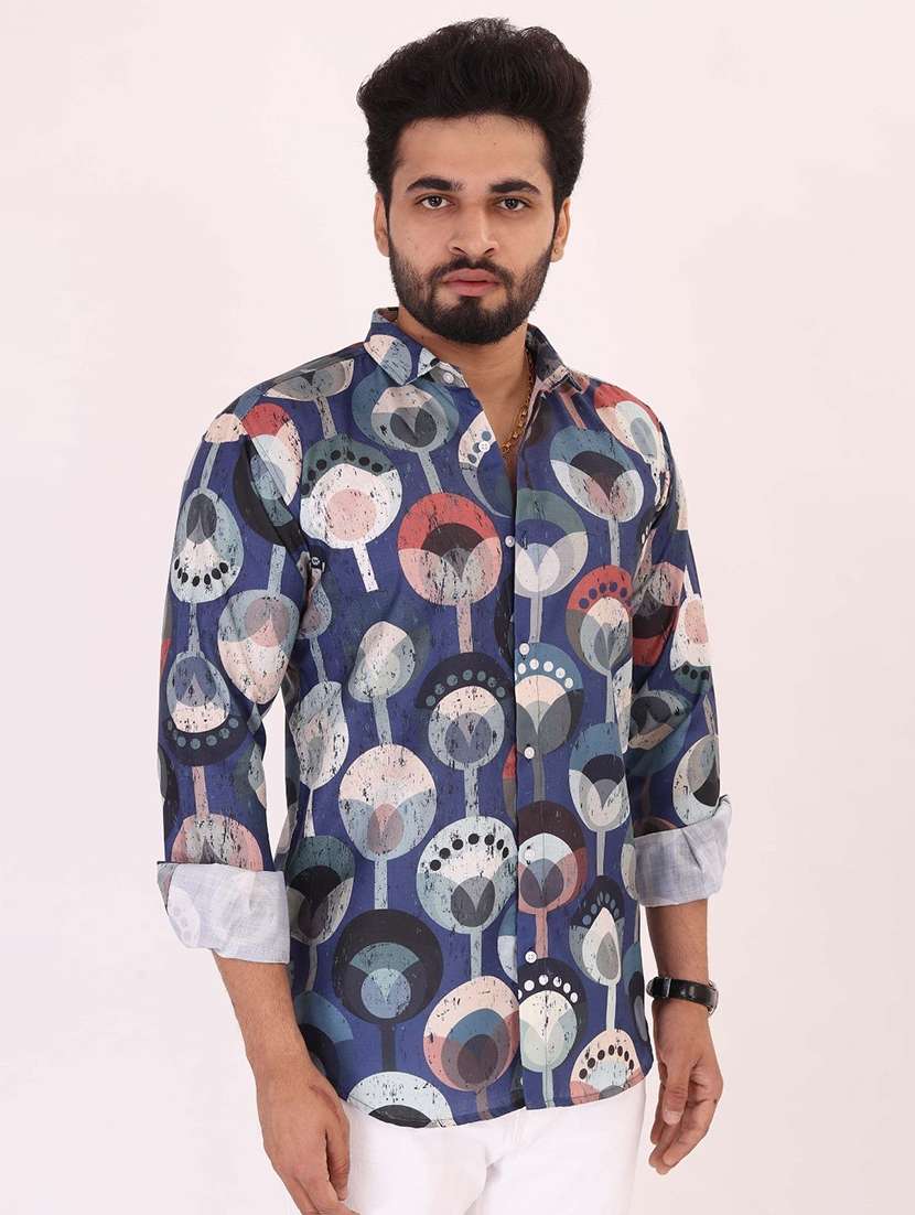 men printed long sleeve regular fit casual shirt - 22012999 -  Standard Image - 1