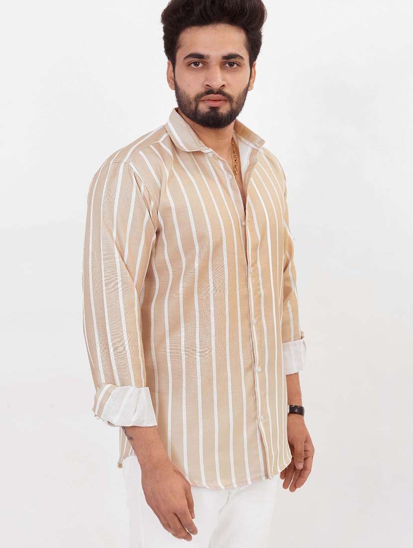 men striped long sleeve regular fit casual shirt - 22013024 -  Standard Image - 1