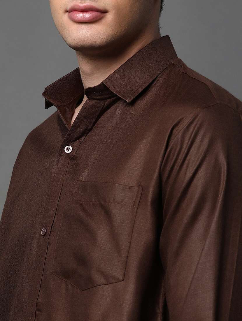 men solid long sleeve regular fit casual shirt - 22013038 -  Standard Image - 4