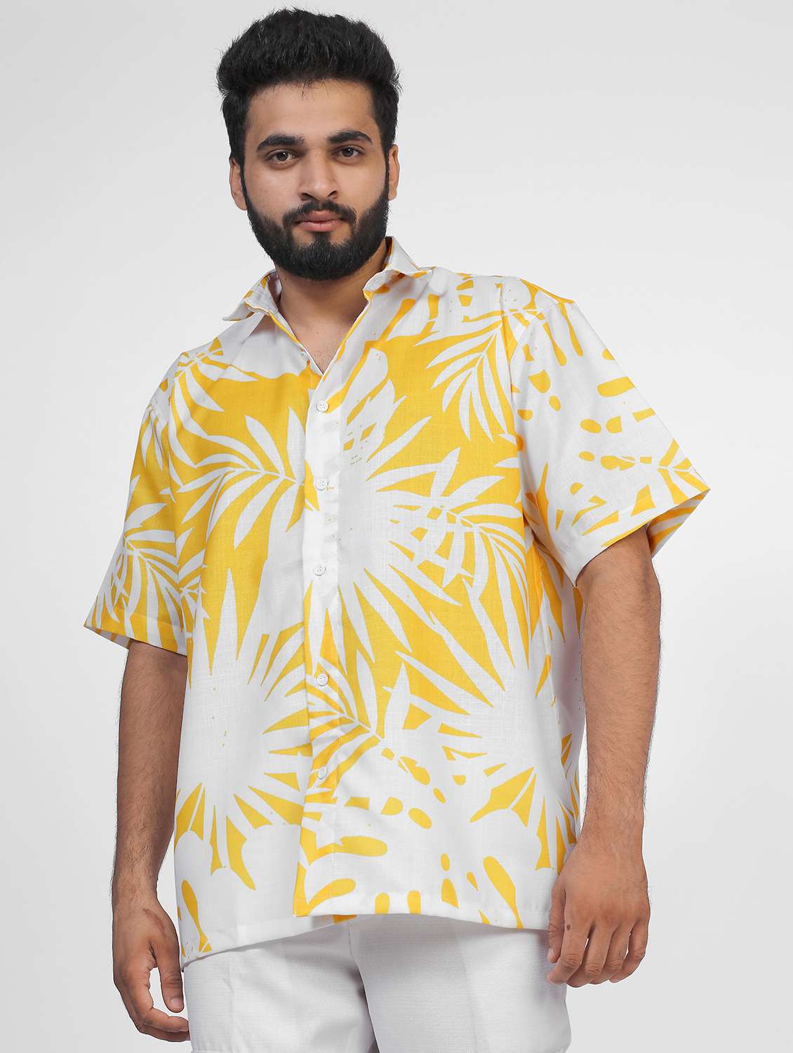 men printed short sleeve oversized casual shirt - 22013041 -  Standard Image - 1