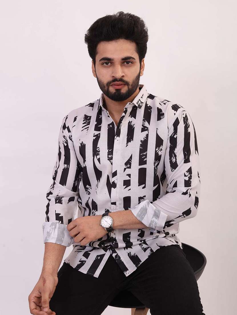 men printed long sleeve regular fit casual shirt - 22013045 - Zoom Image - 0