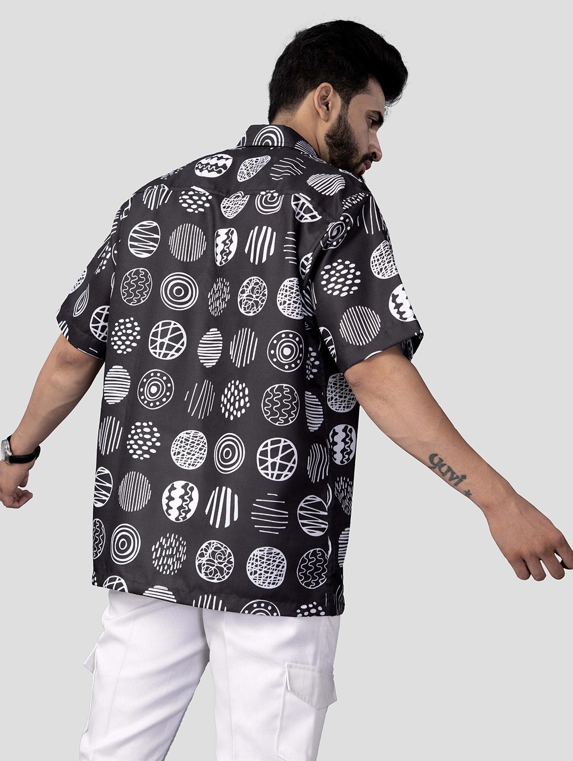 men printed short sleeve oversized casual shirt - 22013052 - Standard Image - 1