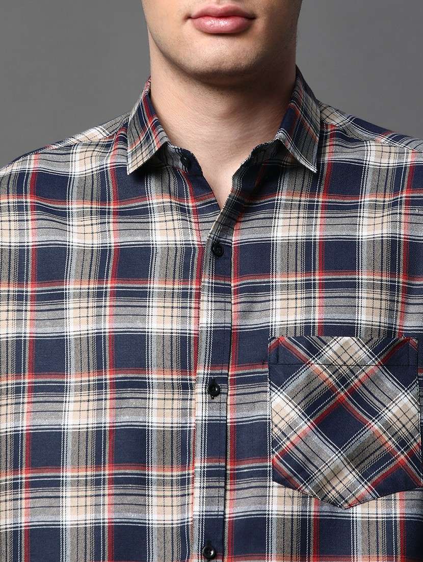 men checkered long sleeve regular fit casual shirt - 22013069 -  Standard Image - 4