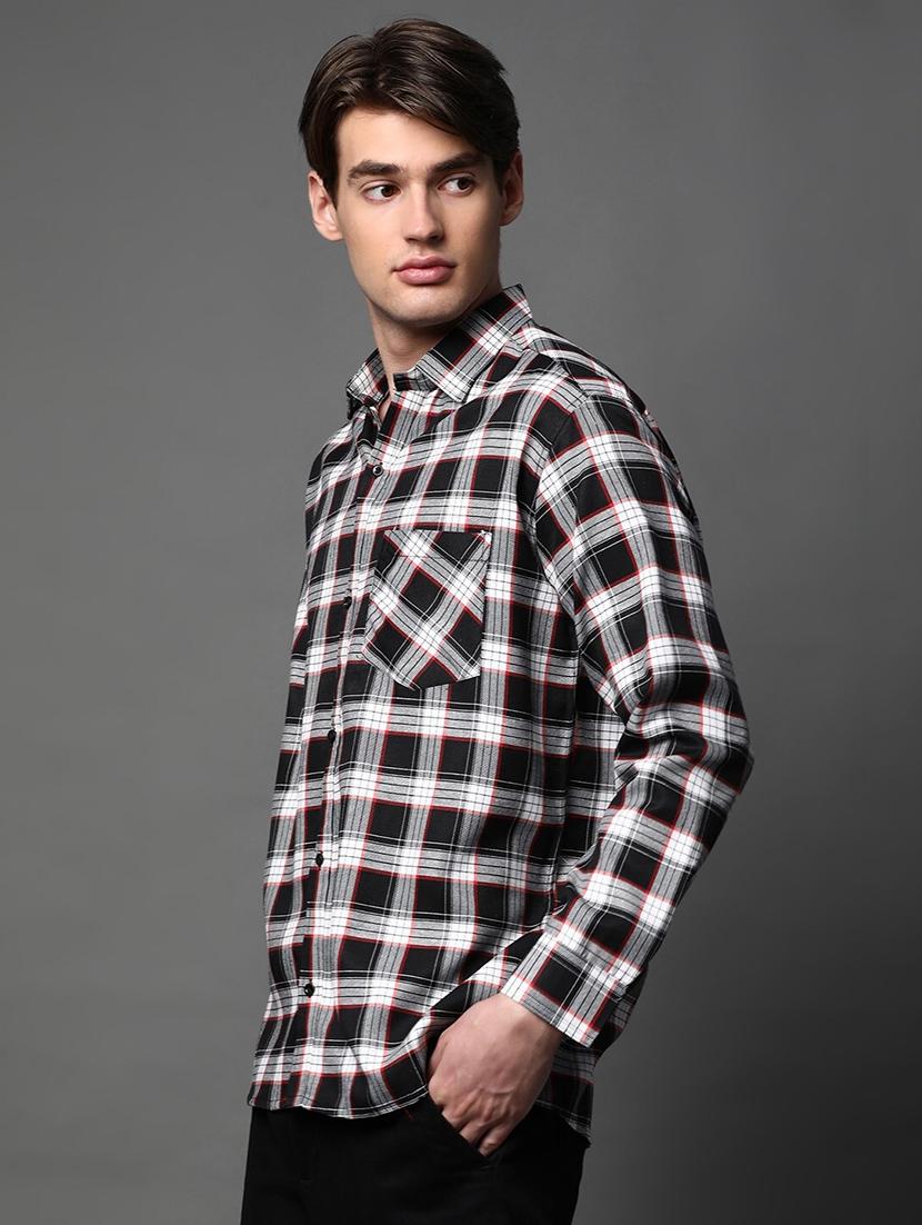 men checkered long sleeve regular fit casual shirt - 22013070 - Zoom Image - 0