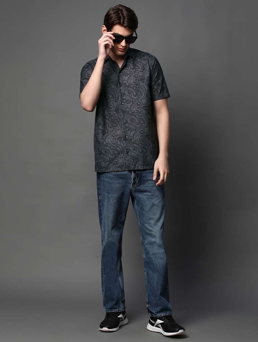 men printed short sleeve regular fit casual shirt - 22013071 -  Standard Image - 1