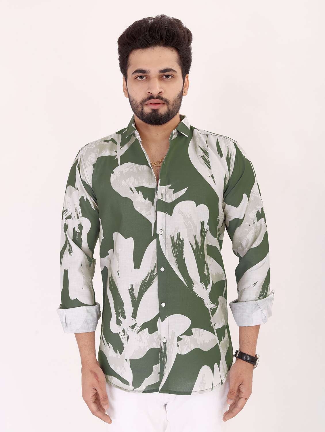 men printed long sleeve regular fit casual shirt - 22013086 -  Standard Image - 1