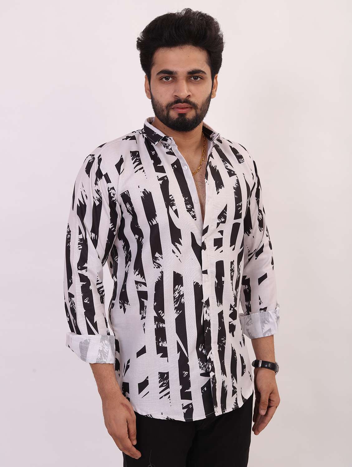 men printed long sleeve regular fit casual shirt - 22013091 - Standard Image - 1