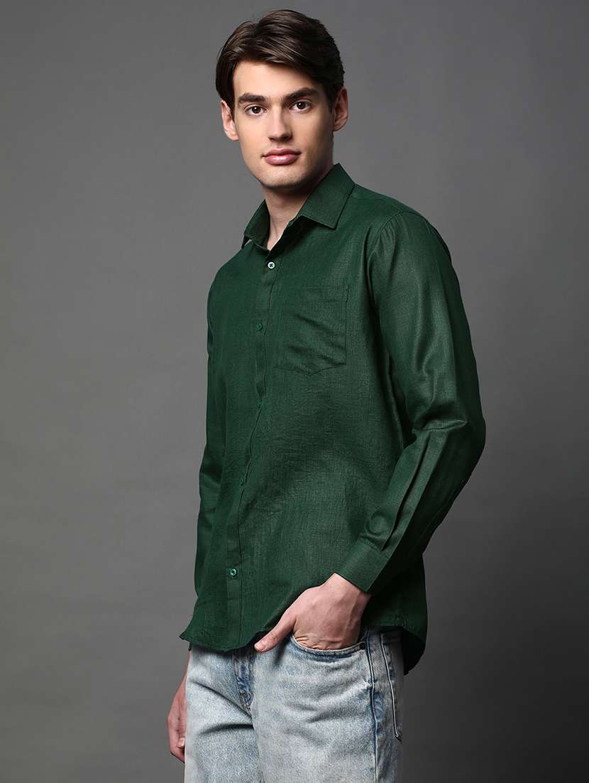 men solid long sleeve regular fit casual shirt - 22013093 -  Standard Image - 1