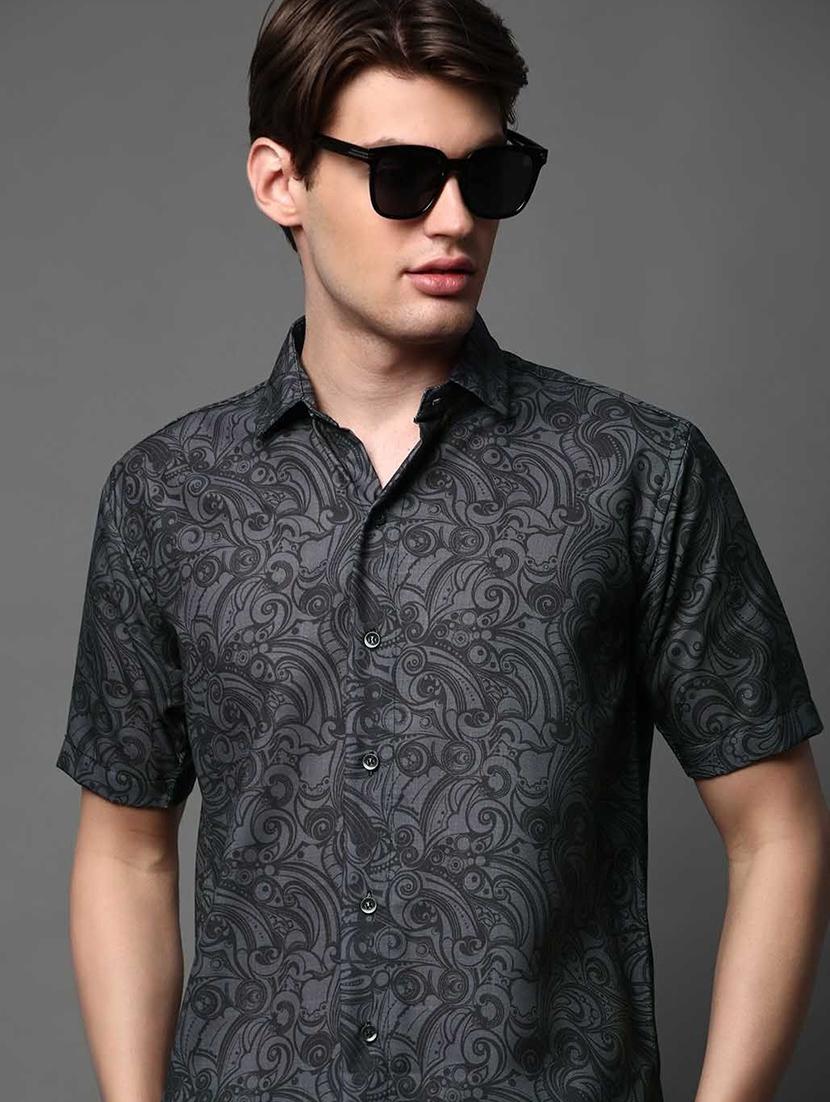 men printed short sleeve regular fit casual shirt - 22013122 - Zoom Image - 0