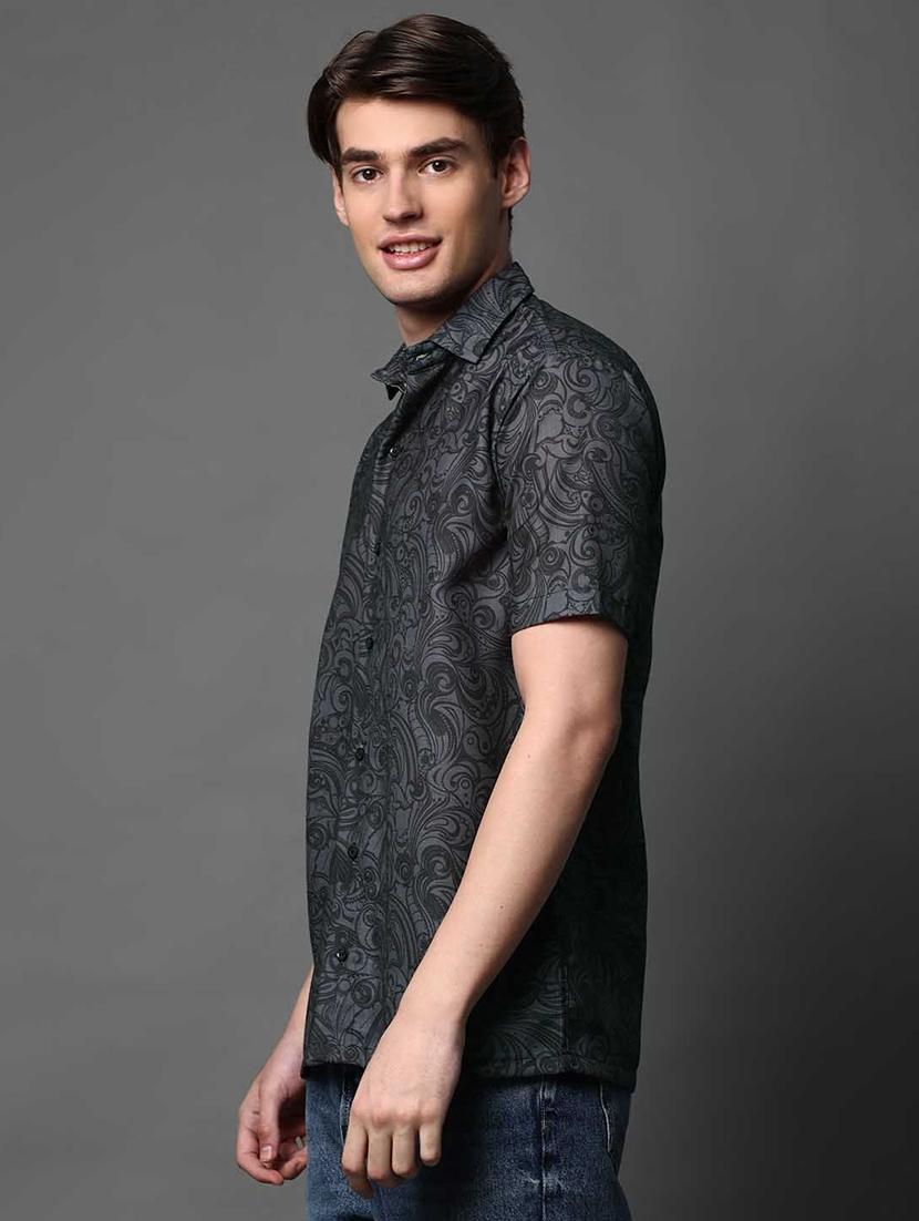 men printed short sleeve regular fit casual shirt - 22013122 - Standard Image - 1