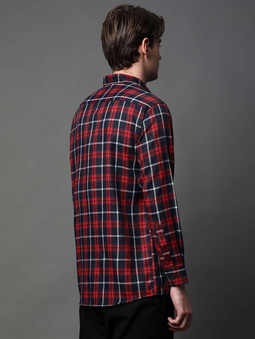 men checkered long sleeve regular fit casual shirt - 22013123 -  Standard Image - 1