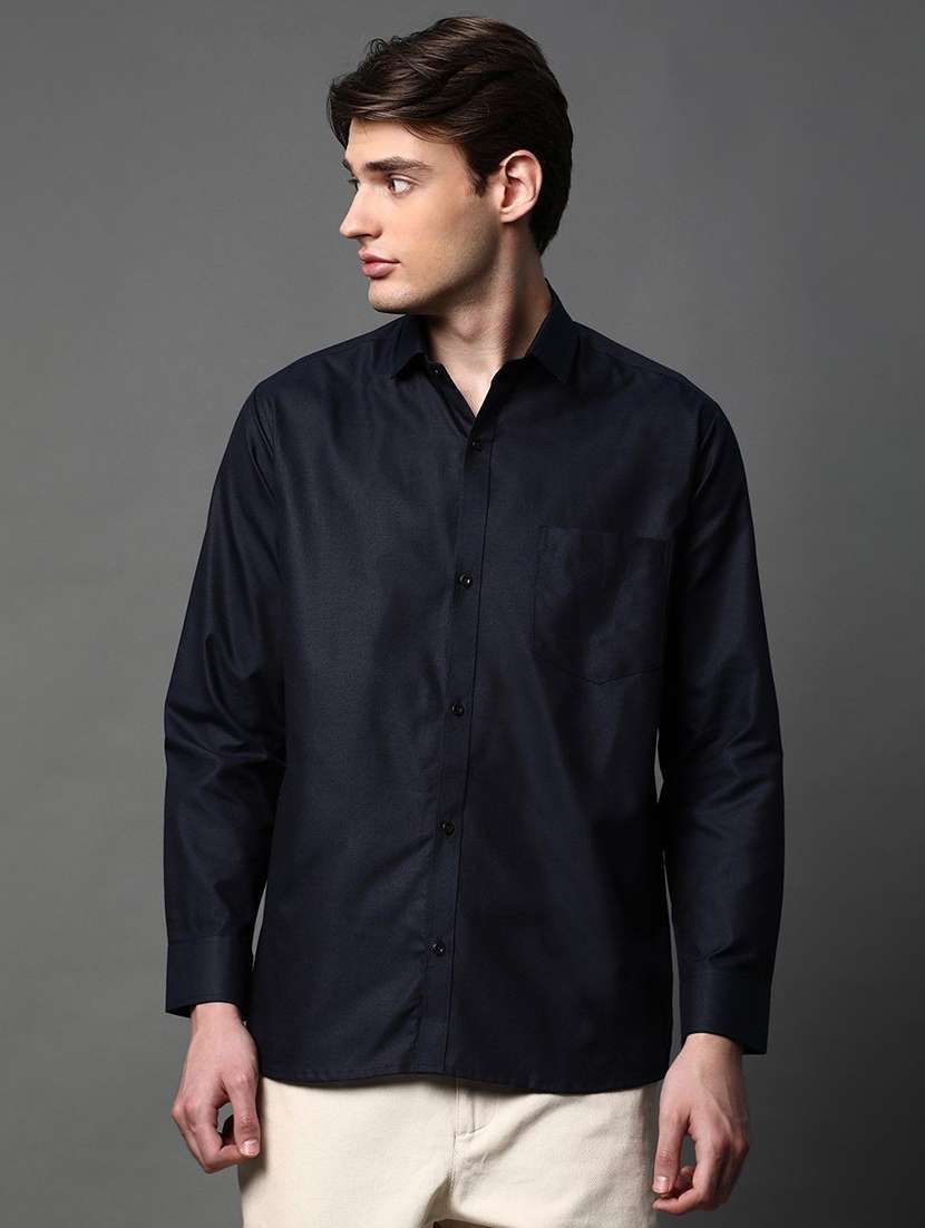 men solid long sleeve regular fit casual shirt - 22013124 -  Standard Image - 1