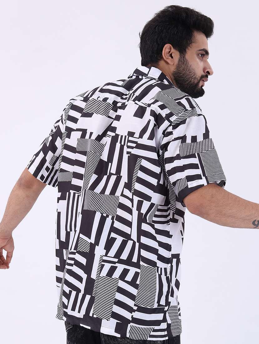 men printed short sleeve oversized casual shirt - 22013148 -  Standard Image - 1