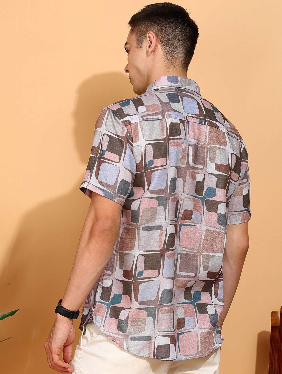 men printed short sleeve regular fit casual shirt - 22013161 -  Standard Image - 1