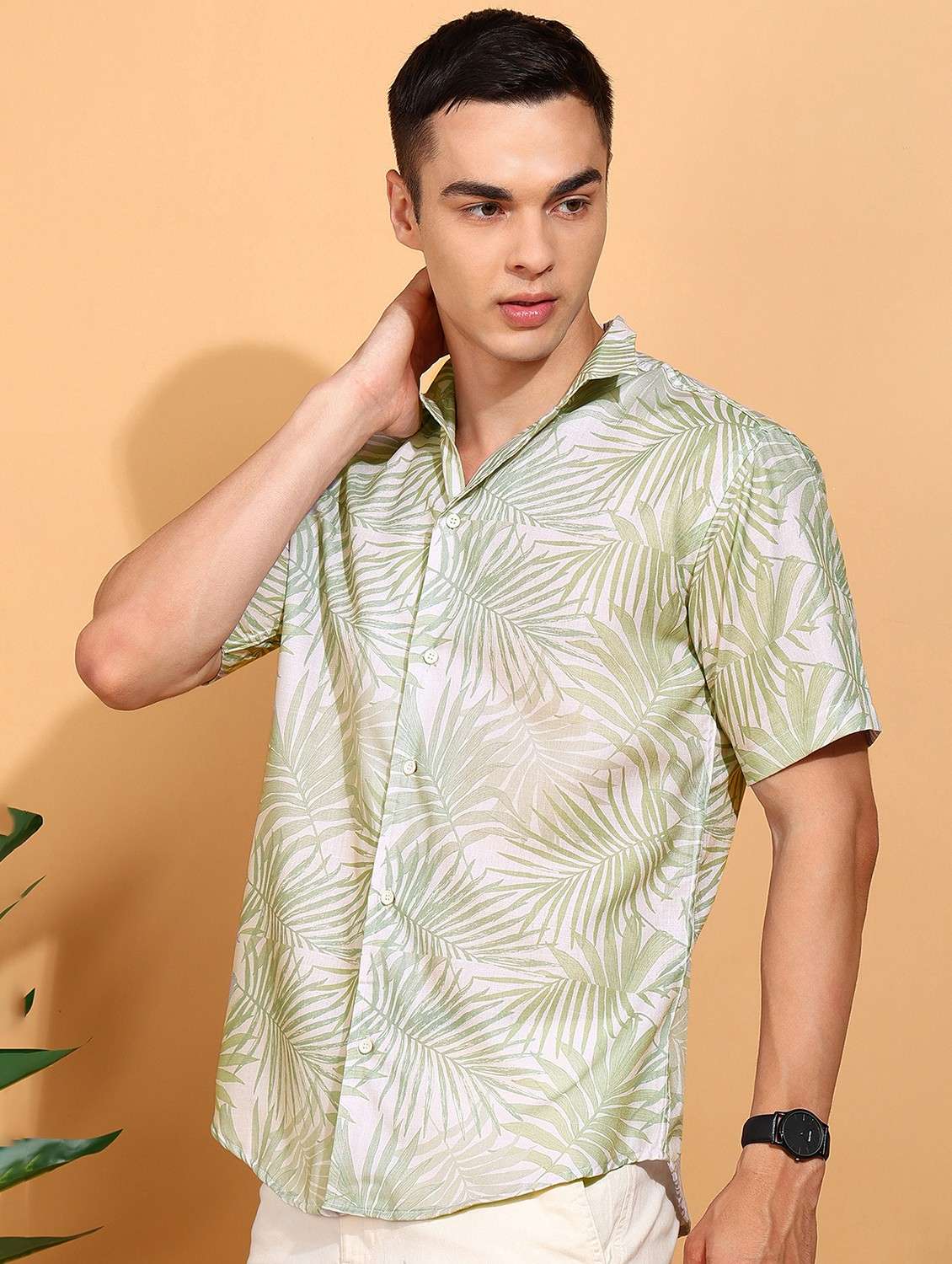men printed short sleeve regular fit casual shirt - 22013167 -  Standard Image - 1