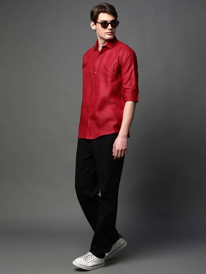 men solid long sleeve regular fit casual shirt - 22013171 -  Standard Image - 4