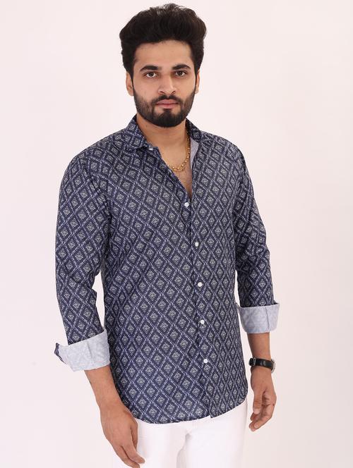 men printed long sleeve regular fit casual shirt - 22013184 - Standard Image - 0