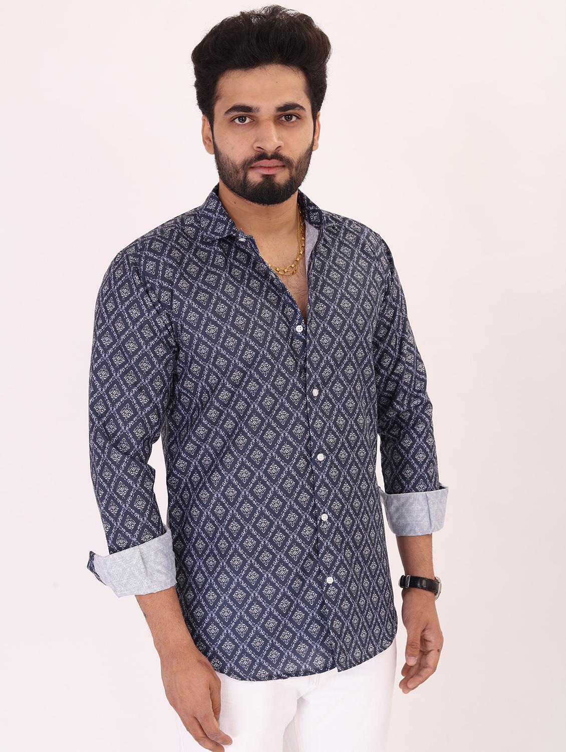 men printed long sleeve regular fit casual shirt - 22013184 - Zoom Image - 0
