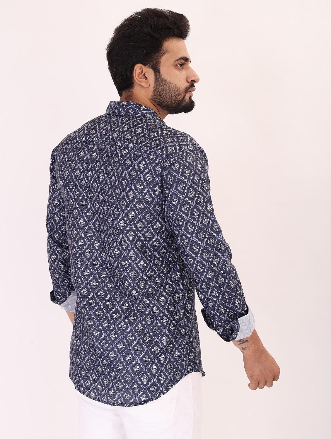 men printed long sleeve regular fit casual shirt - 22013184 - Standard Image - 1
