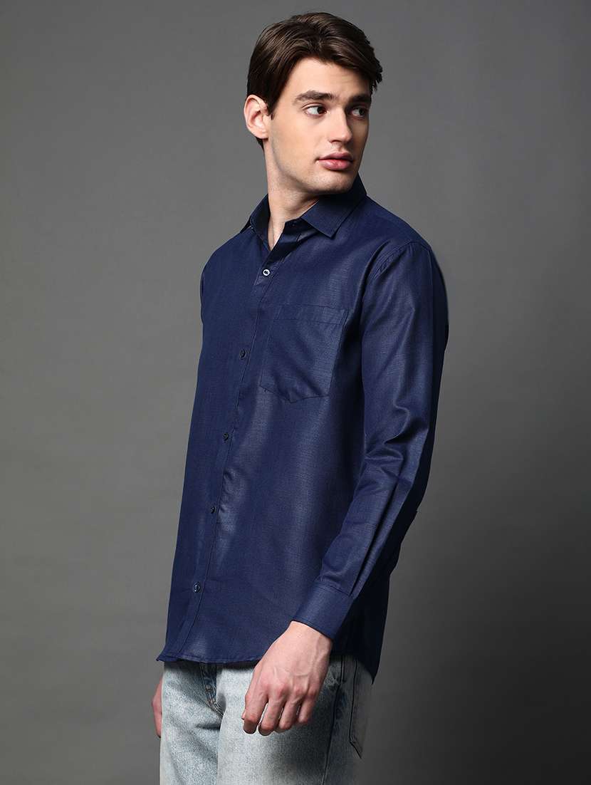 men solid long sleeve regular fit casual shirt - 22013187 -  Standard Image - 1