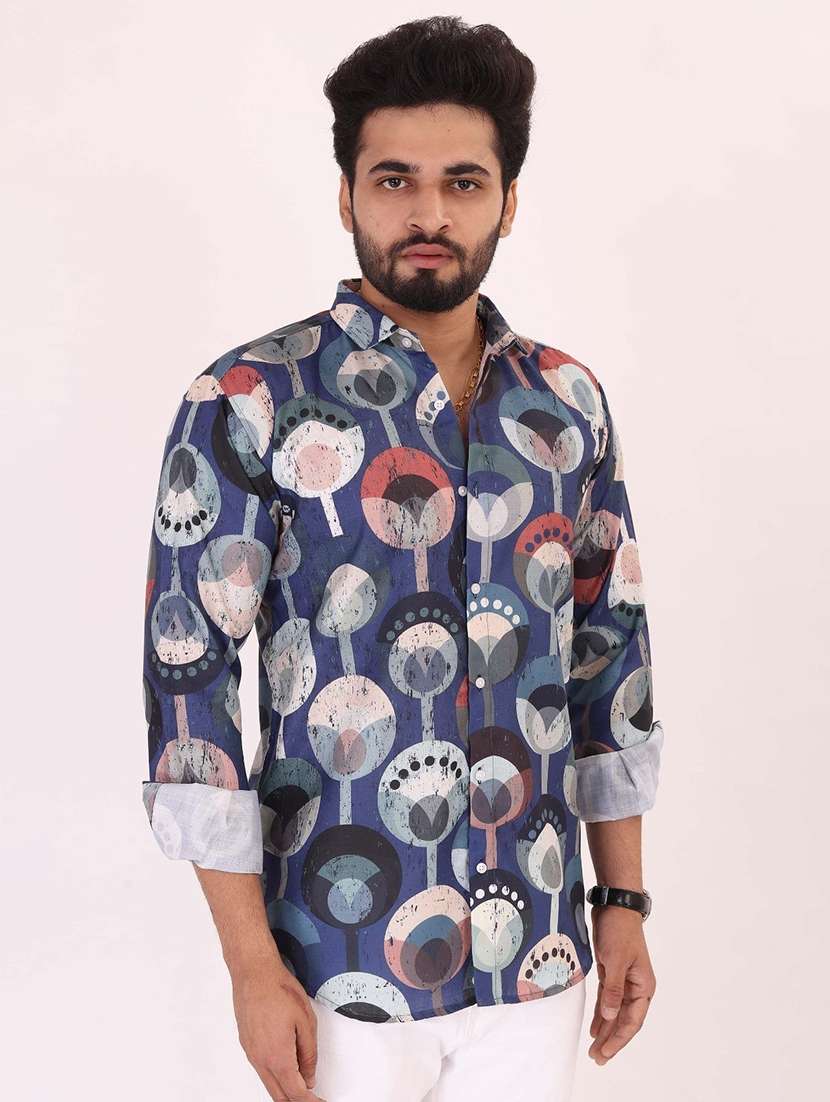 men printed long sleeve regular fit casual shirt - 22013195 - Standard Image - 1