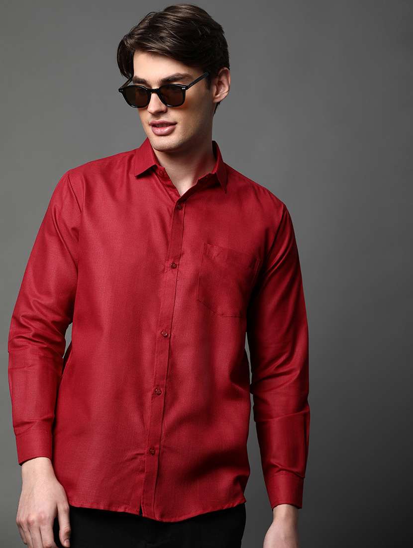 men solid long sleeve regular fit casual shirt