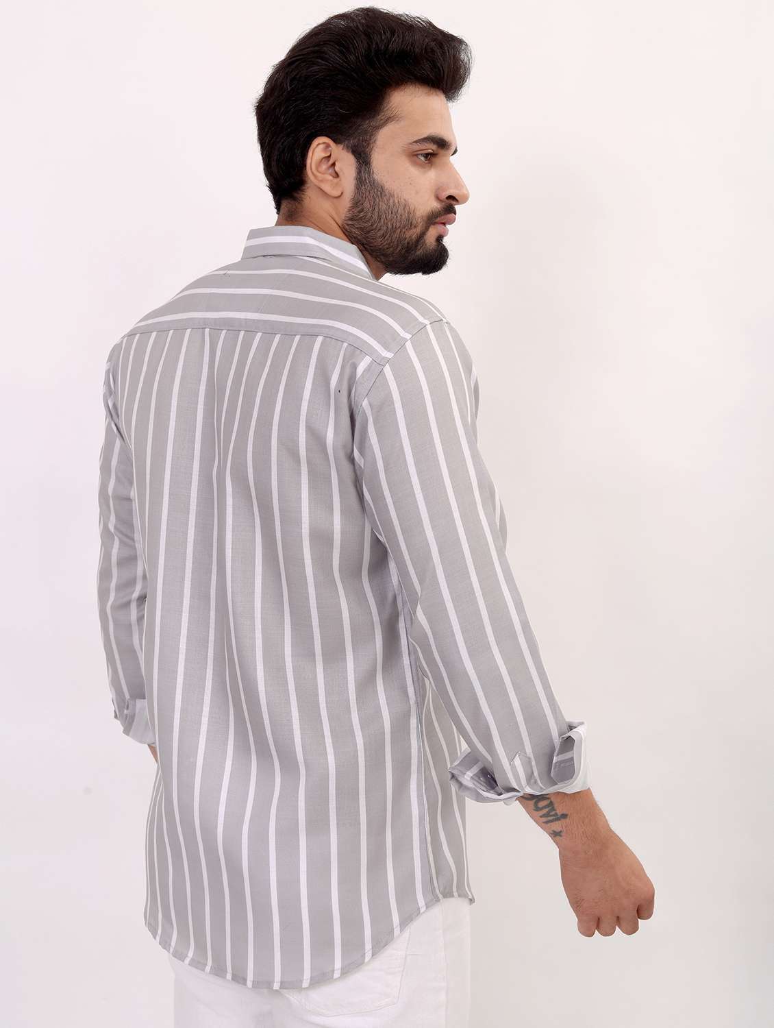 men striped long sleeve regular fit casual shirt - 22013212 -  Standard Image - 1