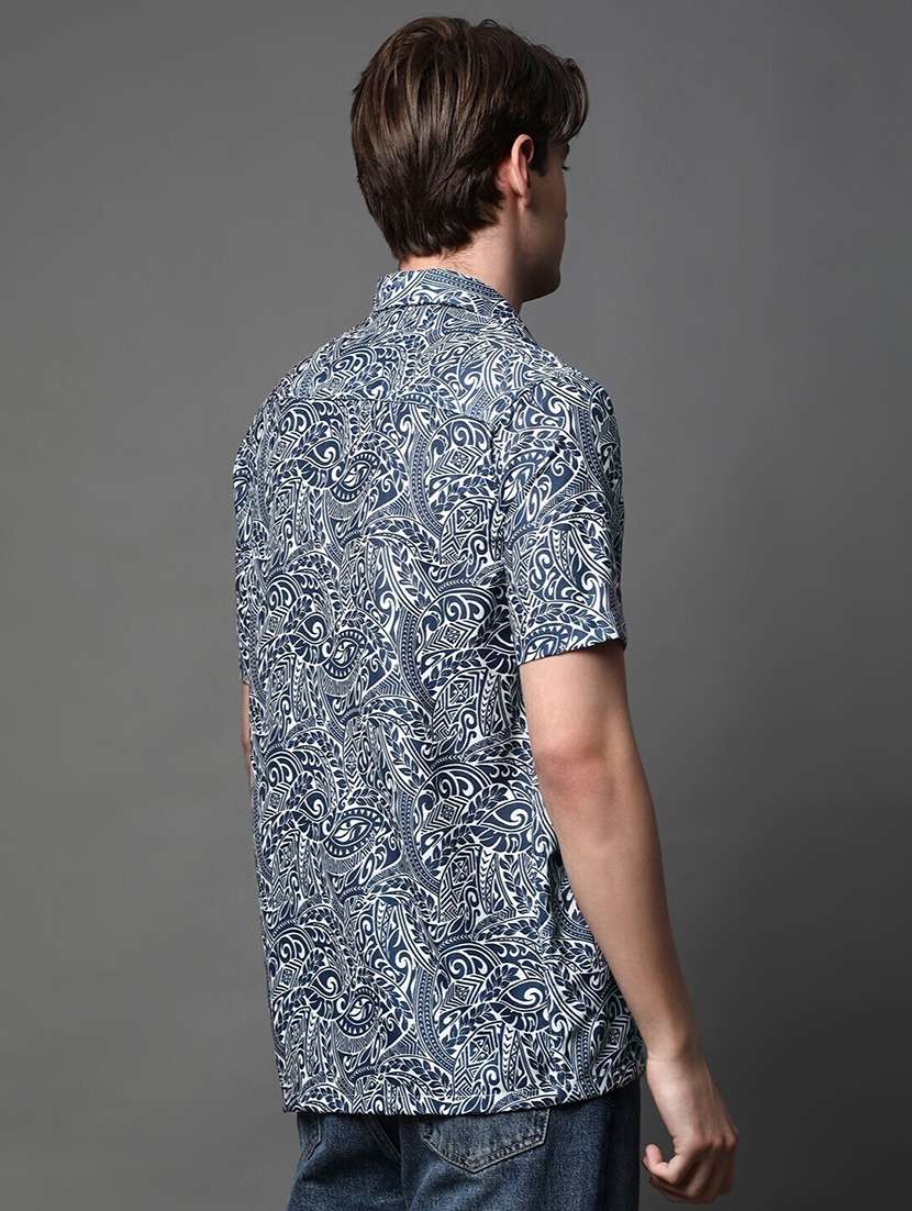 men printed short sleeve regular fit casual shirt - 22013214 -  Standard Image - 1